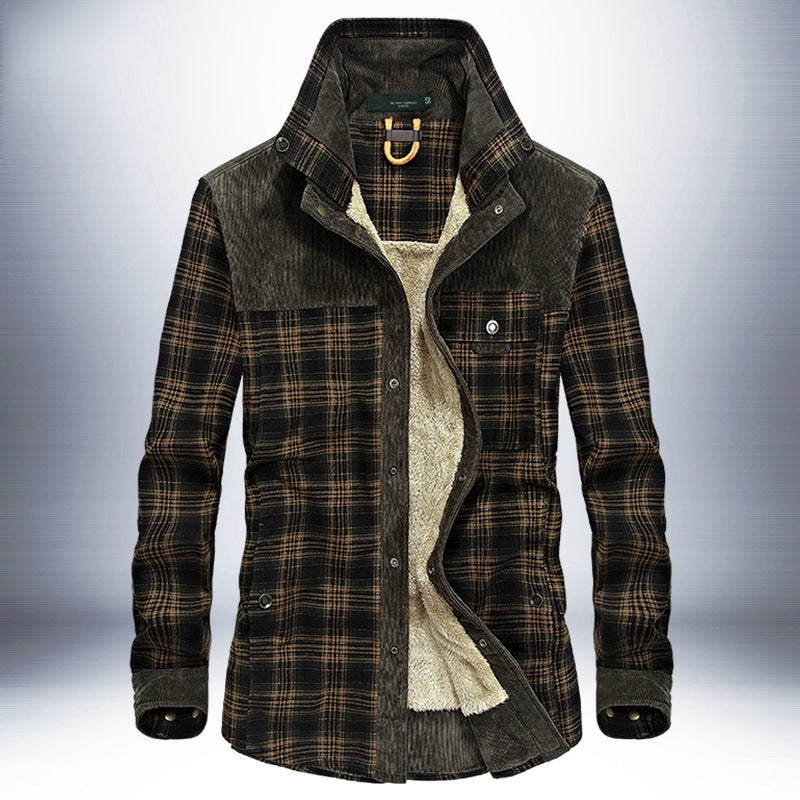 Retro-Classic Men's Fleece-Lined Plaid Jacket – Ultimate Winter Style & Warmth