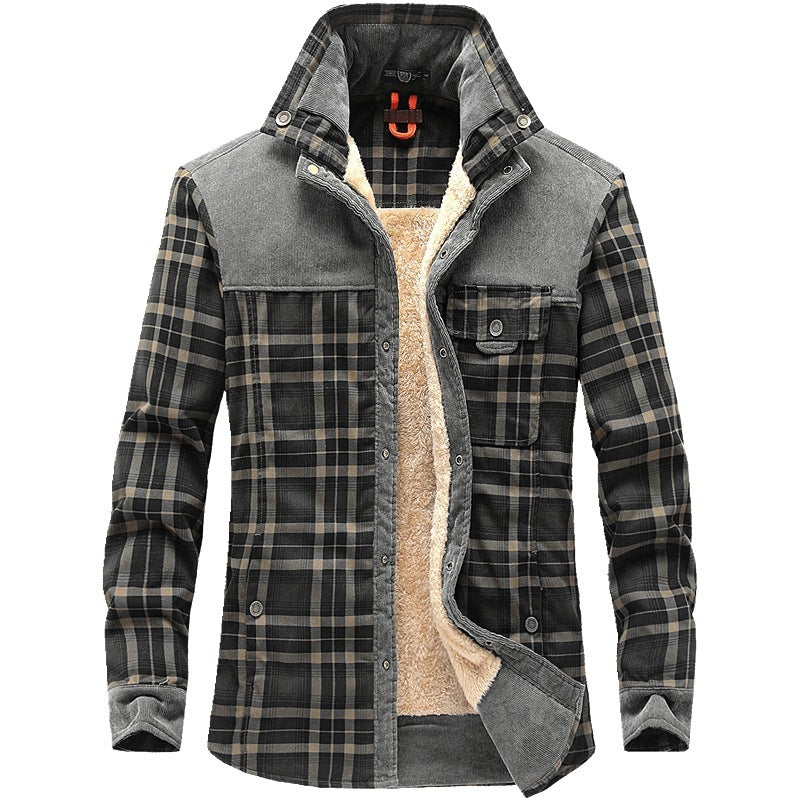 Retro-Classic Men's Fleece-Lined Plaid Jacket – Ultimate Winter Style & Warmth