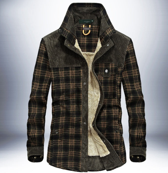 Retro-Classic Men's Fleece-Lined Plaid Jacket – Ultimate Winter Style & Warmth