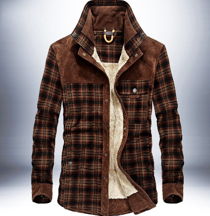 Retro-Classic Men's Fleece-Lined Plaid Jacket – Ultimate Winter Style & Warmth