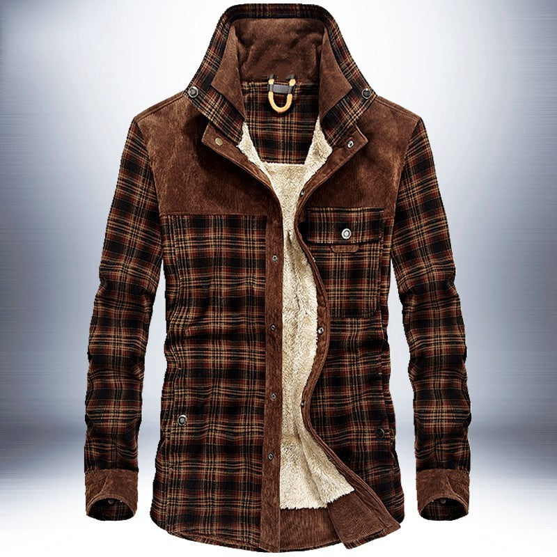 Retro-Classic Men's Fleece-Lined Plaid Jacket – Ultimate Winter Style & Warmth