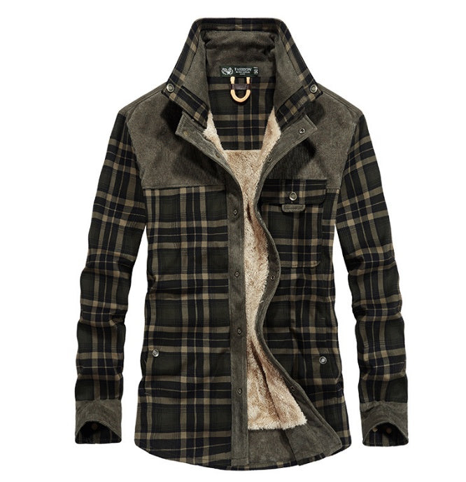 Retro-Classic Men's Fleece-Lined Plaid Jacket – Ultimate Winter Style & Warmth