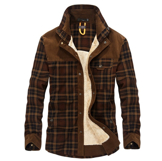 Retro-Classic Men's Fleece-Lined Plaid Jacket – Ultimate Winter Style & Warmth