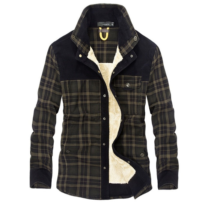 Retro-Classic Men's Fleece-Lined Plaid Jacket – Ultimate Winter Style & Warmth