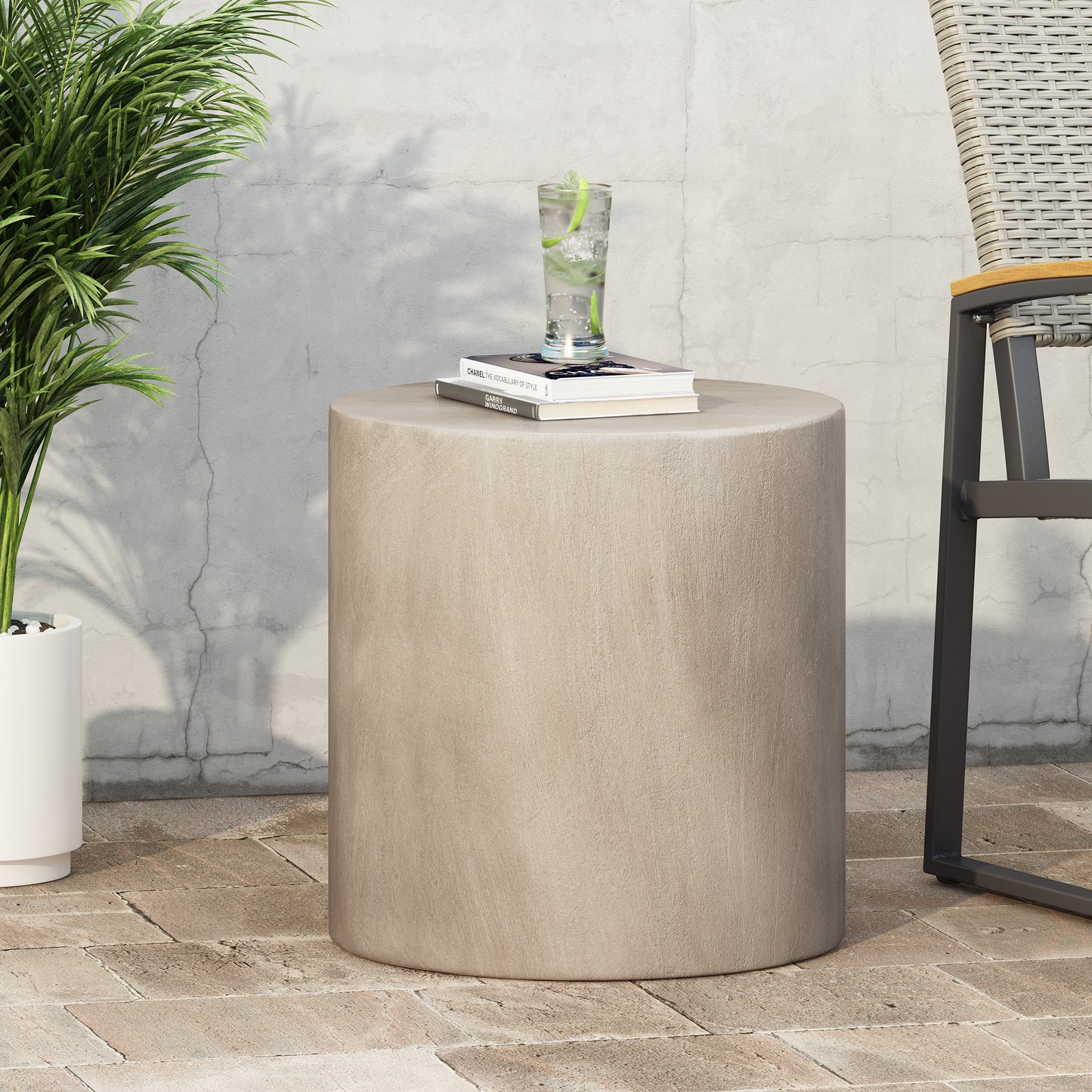 Light Concrete Side Table,Light Gray